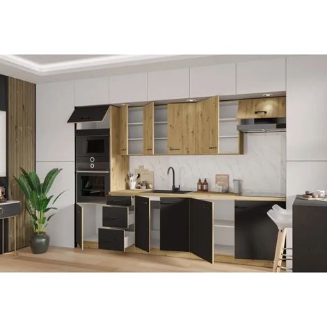 Cuisinier Modena Komplettküche Schwarz Matt 300 cm (1/3)
