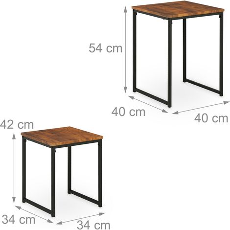 Set di 2 tavolini quadrati pratici soggiorno camera da letto 54 x 40 x 40 cm in MDF nero 130015488