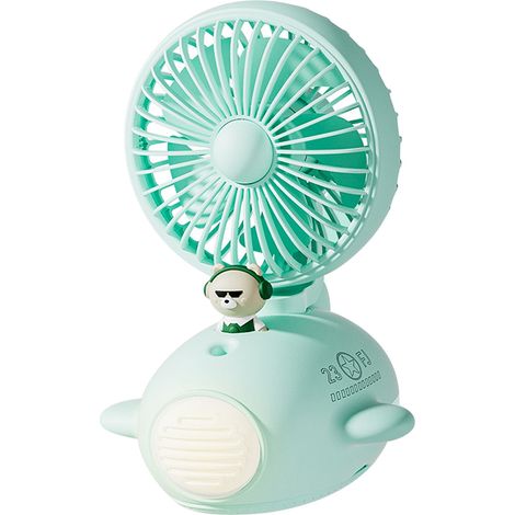 Humidificateur-ventilateur mignon et rechargeable par USB, idéal pour l'été, à utiliser au bureau ou en résidence étudiante (vert). (1/5)