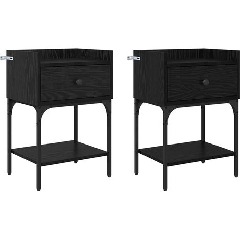 Maison Exclusive - Comodino 2 pcs Rovere Nero 40 x 29 x 60 cm Legno multistrato