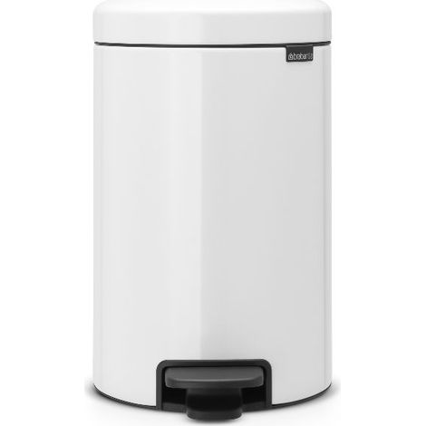 poubelle à pédale 12 l blanche - new icon - brabantia