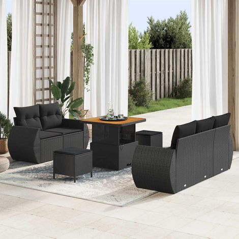 Teenpull – Gartensofa-set 8 Stk. Schwarz Poly-Rattan (1/5)