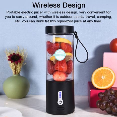 Presse-agrumes électrique Portable, tasse USB, mélangeur de jus Rechargeable 530ml avec 6 lames pour Sports de plein air voyage Camping (1/5)