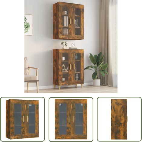 The Living Store Hängeschrank Räuchereiche 69,5x34x90 cm - Hängeschrank - Wandregal - Stauraum - Wohnraumorganisation - Holzschrank (1/5)