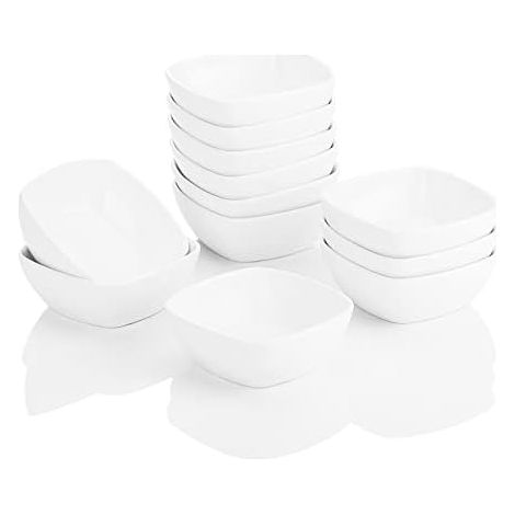 Serie Ramekin.Dish, 12-tlg. Set MINI Porzellan Dessert Schälchen für Nuss, Snack, Vorspeise, Nachtisch 4"/10cm/170ml Schale