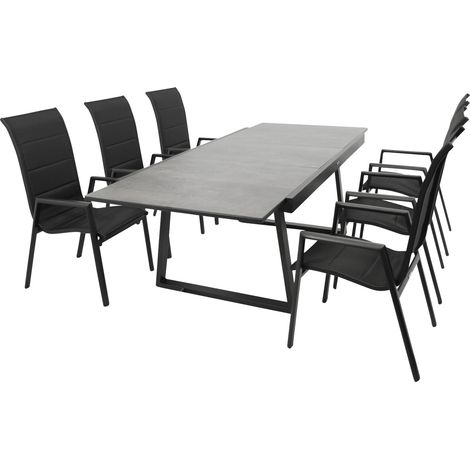 Garnitur REIMS 7-teilig, Alu + Glas + Kunstgewebe schwarz (1/5)