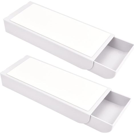 Schubladen für unter den Schreibtisch – 2er-Set – ABS und Acryl – Selbstklebende Aufbewahrung – Für Zuhause und Schule – Weiß (1/5)