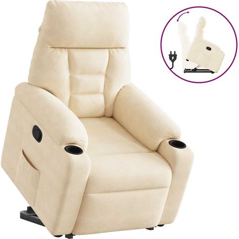 Poltrona Alzapersona Reclinabile Beige in Tessuto Microfibra vidaXL (1/5)