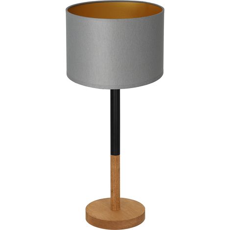 Lampe de table grise intérieur or bois E27 15W Luminex