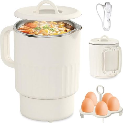 Bouilloire pliable 1 l - 600 W - En acier inoxydable - Bouilloire de voyage - Sans BPA - Bouilloire électrique portable en acier inoxydable - Pour l'extérieur et les voyages (1/5)