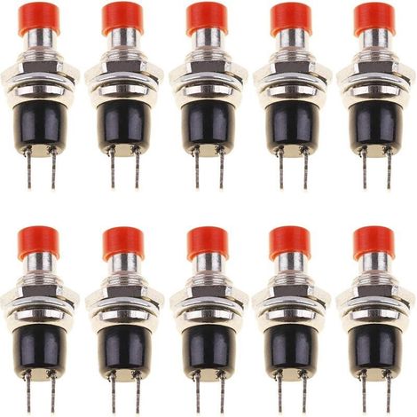 10pcs PBS-110 PBS-105B Mini micro bouton poussoir sans verrouillage interrupteur d'allumage/d'arrêt instantané rouge (normalement fermé) (1/5)