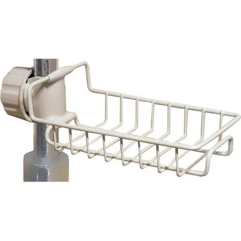 Étagère pour robinet d'évier de cuisine, porte-éponges et torchons, organisateur de rangement blanc (1/5)