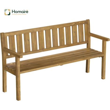 HOMAIRE Gartenbank 3-Sitzer Wetterfest Holz mit Rückenlehne und Armlehnen