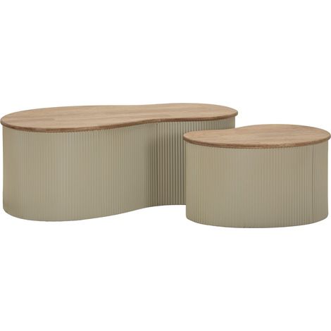 Coppia Tavolini Frankfurt Bianchi - Struttura in legno di gomma e metallo, 87x53x32/50x35x28 cm - Stile Contemporaneo