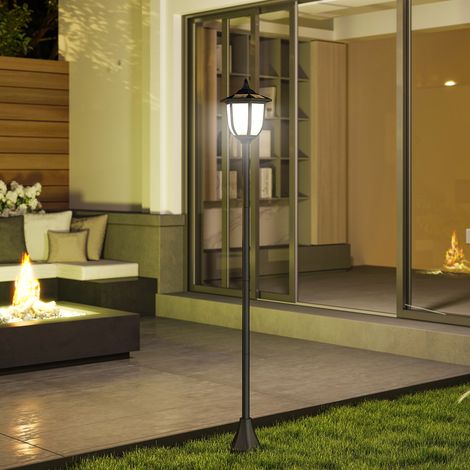 Noir 26,5x177cm - Lampadaire solaire de jardin doté de 6 lampes LED et batterie solaire rechargeable avec autonomie de 6 à 8 heures Ø (1/4)