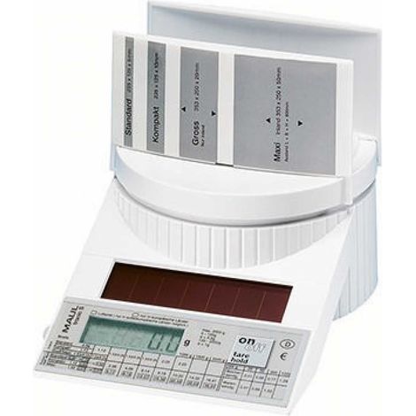 Briefwaage tronic S porto 12,8cm 2 g 2kg ohne Netzanschluss inkl. Aufsatz für großformatige Umschläge Portotabelle weiß (1/5)