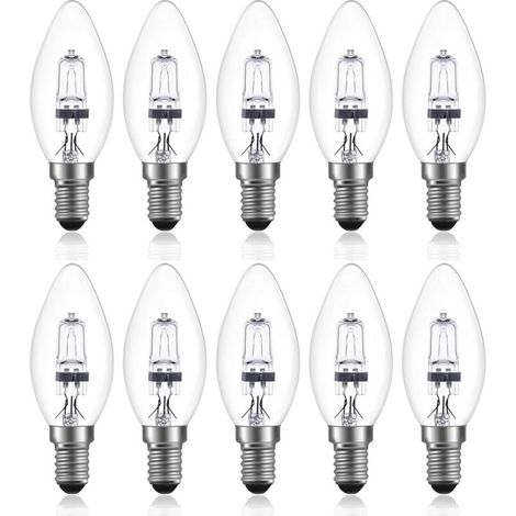 [NEVER USED] 42W E14 C35 Dimmable Halogen Lamp AC 220-240V Warm White 2700K e14 Transparent Halogen Candle Lamp (10 Pack)