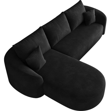 Canapé d'angle modulable 266 cm en tissu Scheniler noir, sans montage nécessaire (1/5)