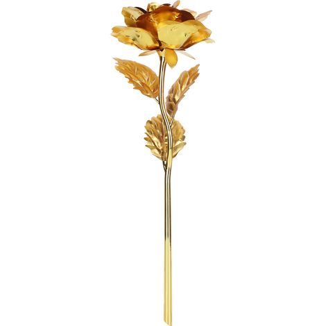 Rose en feuille d'or, cadeau lumineux pour la Saint-Valentin, symbole d'amour éternel, pour les petites amies, les épouses, décoration de mariage, or (1/5)