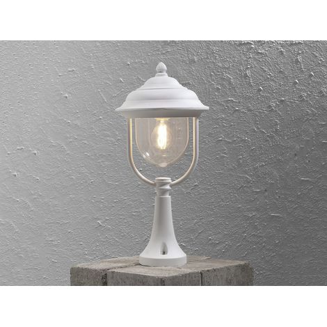 LED Sockelleuchte Laterne außen im Landhausstil, weiß, Höhe 54cm (1/5)