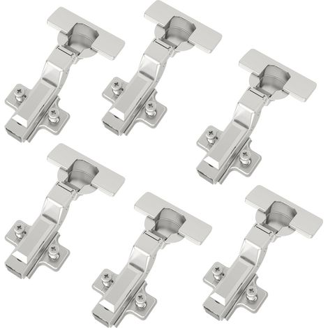 6 Stück SOTECH-SMOOTH Topfband T52 / 105° Innenanschlag (einliegend) mit Dämpfer und Kreuzplatte inkl. Abdeckkappen.