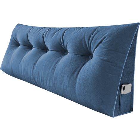 Haloyo® Triangulaire Coussin à Coins, Gros Coussin Canapé,Oreiller Cervical Dossier de Soutien Lombaire, 160x50x20cm, Polyester, Bleu foncé