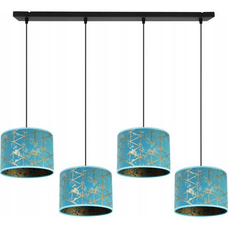 Suspension, lustre, plafonnier, abat-jour à motifs dorés (1/5)
