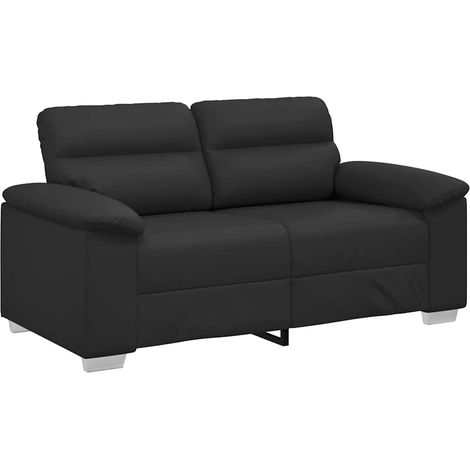 vidaXL Sofá de 2 plazas de piel sintética negro de 160x81x84 cm (1/2)