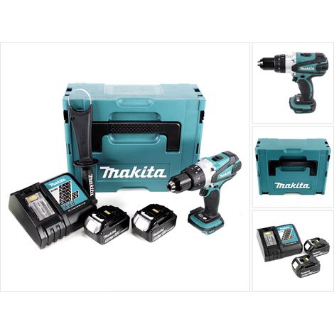 Makita DDF 458 RTJ Perceuse visseuse sans fil 91 Nm, 18V + 2x Batteries BL1850 B 5,0 Ah + Chargeur DC18RC + Coffret Makpac