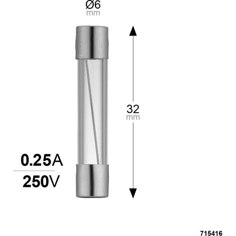 DEBFLEX - FUSIBLE VERRE FUSION RAPIDE 6X32 0,25A 250V SACHET DE 2 - 715416 (1/3)