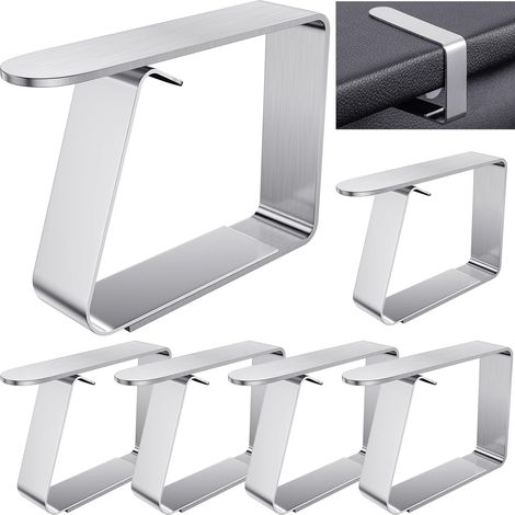 6 Pièces Pince Nappe Exterieur Inoxydable, Attache Nappe de Table Exterieur 5 x 6 cm, Pince pour Nappe de Table Clips Ajustable (1/5)