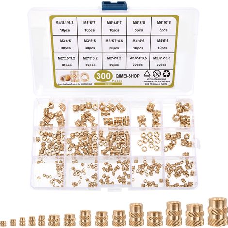 Insert Fileté Douilles Filetées Écrou Inserts en Laiton M2 M2.5 M3 M4 M5 M6 pour Impression 3D Injection Moulage en Plastique 300 Pièces (1/5)
