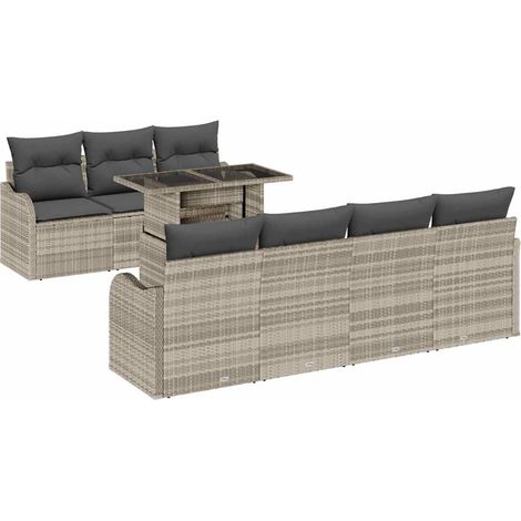 Maison Exclusive - Conjunto de sofá de jardín 8 pcs Gris claro Ra (1/5)
