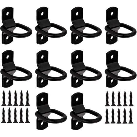 Trailer Tie Down Hooks, 10 Pack D-Rings, Heavy Duty Tie Down Rings, Securing Rings for Securing Loads, Trailers, Trucks, Cars, Kayaks and Boats (1/4)