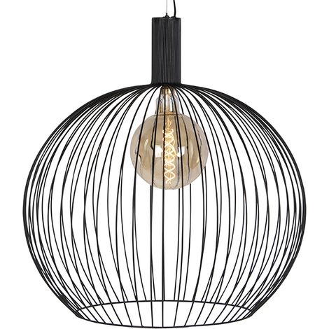 Design Hängelampe rund schwarz 70 cm - Wire Dos