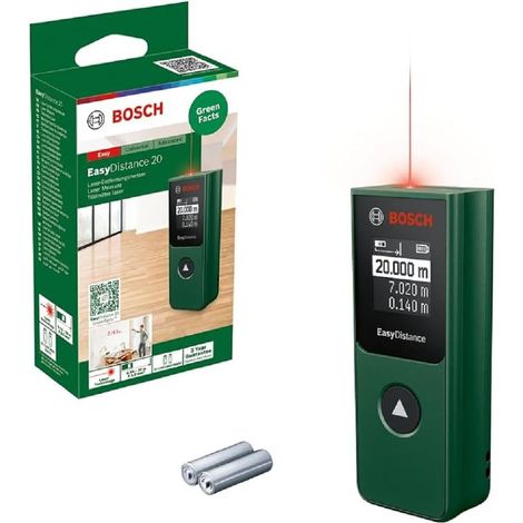 Bosch medidor láser EasyDistance 20 (medición fácil y precisa de hasta 20 m, tamaño de bolsillo, control de un solo botón, en caja)