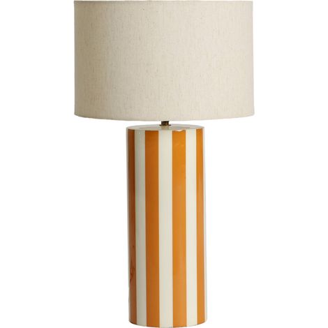 Lampe à poser contemporaine rayée - ambre brillant et beige (1/4)