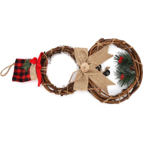 Couronne de Noël Bonhomme de Neige LED, Décoration de Porte Lumineuse pour la Maison (1/5)