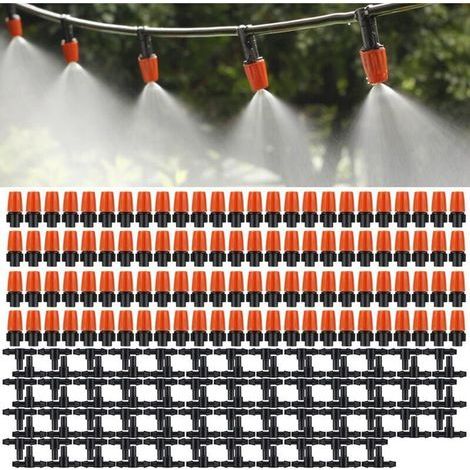 Lntyq Lot de 100 Micro Pulvérisateurs à Débit Réglable pour Irrigation de Jardin, têtes de Brumisateur avec Kit de Brumisation D'irrigation Goutte à Goutte à Goutte 3 T (Orange) (1/4)