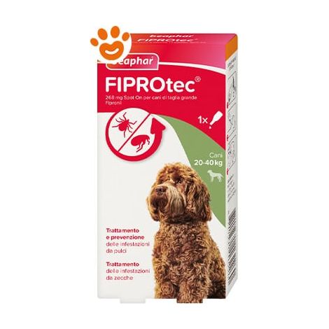 Beaphar Dog Fiprotec Spot-On Taglia Grande 20-40 Kg  - Beaphar Dog Fiprotec Spot-On Taglia Grande 20-40 Kg - Confezione Da 3 Pipette