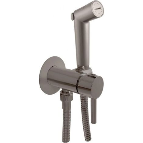 Mitigeur bidet ou WC encastrable SEINA avec douchette en laiton métal gris brossé (1/4)