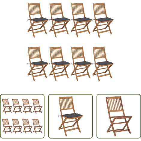 Klappstühle - Klappbare Gartenstühle 8 Stk. mit Kissen Massivholz Akazie (1/5)