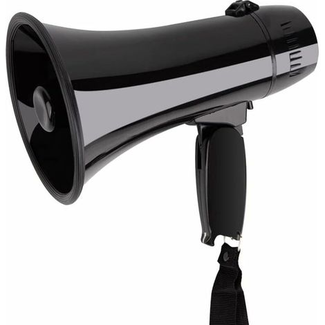 Haut-parleur mégaphone portable 20 W avec contrôle du volume et sangle,Noir