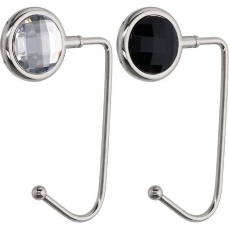 2 Pcs Handbag Hook - Rigid Zinc Aluminum Hanger - Bag Holder for Table Desk - Hanging Handbag Small Objects - Black-White-Silver (1/4)