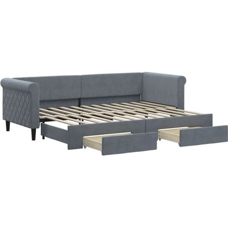 Canapé-lit avec matelas gigogne et tiroirs, matelas non inclus, dimensions : 80 x 200 cm (1/5)
