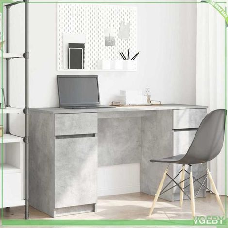 Bureau - 3328510 - Gris béton - Bois d'ingénierie - 140 x 49 x 76 cm (1/5)