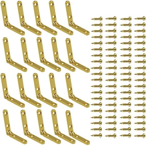 20 Sets vergoldeter 90-Grad-Scharniere, kleine Scharniere für Schmuckkästchen, geeignet für Schmuckkästchen und Schränke. (1/5)