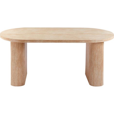 Table ovale Burundi avec pieds design style colonnes Effet travertin Beige (1/5)