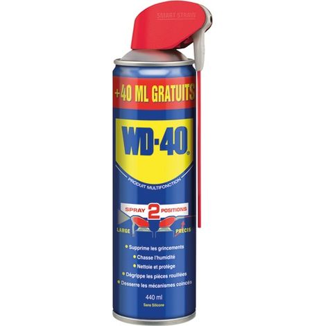 Wd-40 – Dégrippant multifonction 440ml – Spray double position pour application précise – Huile minérale hydrofuge et lubrifiante (1/4)