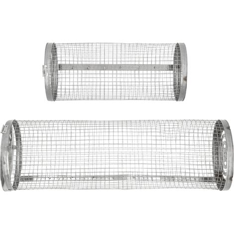 Lot de 2 paniers à barbecue en acier inoxydable, cages roulantes pour légumes et fruits de mer.